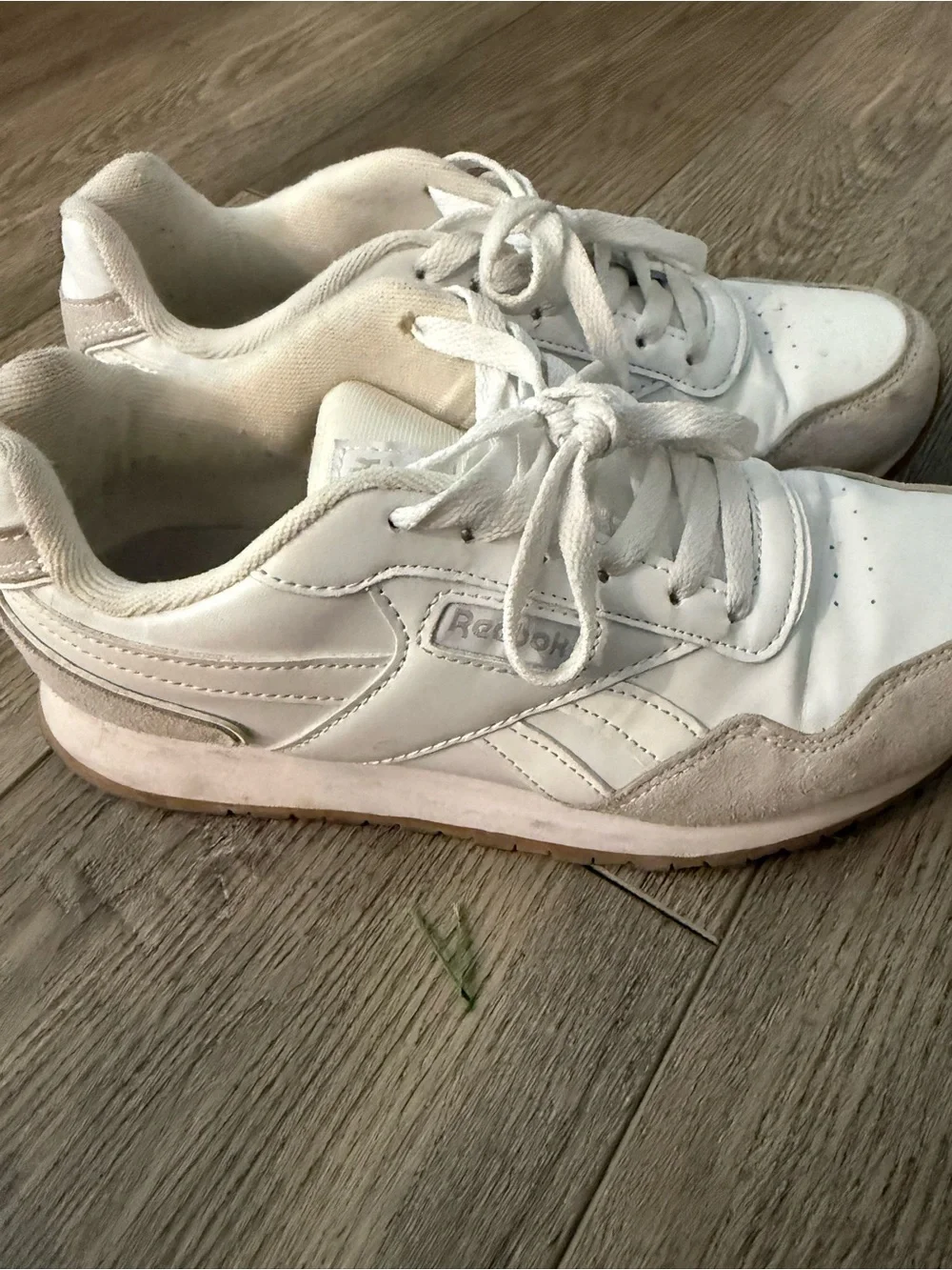 Reebok Women's White Sneakers with Light Beige Accents